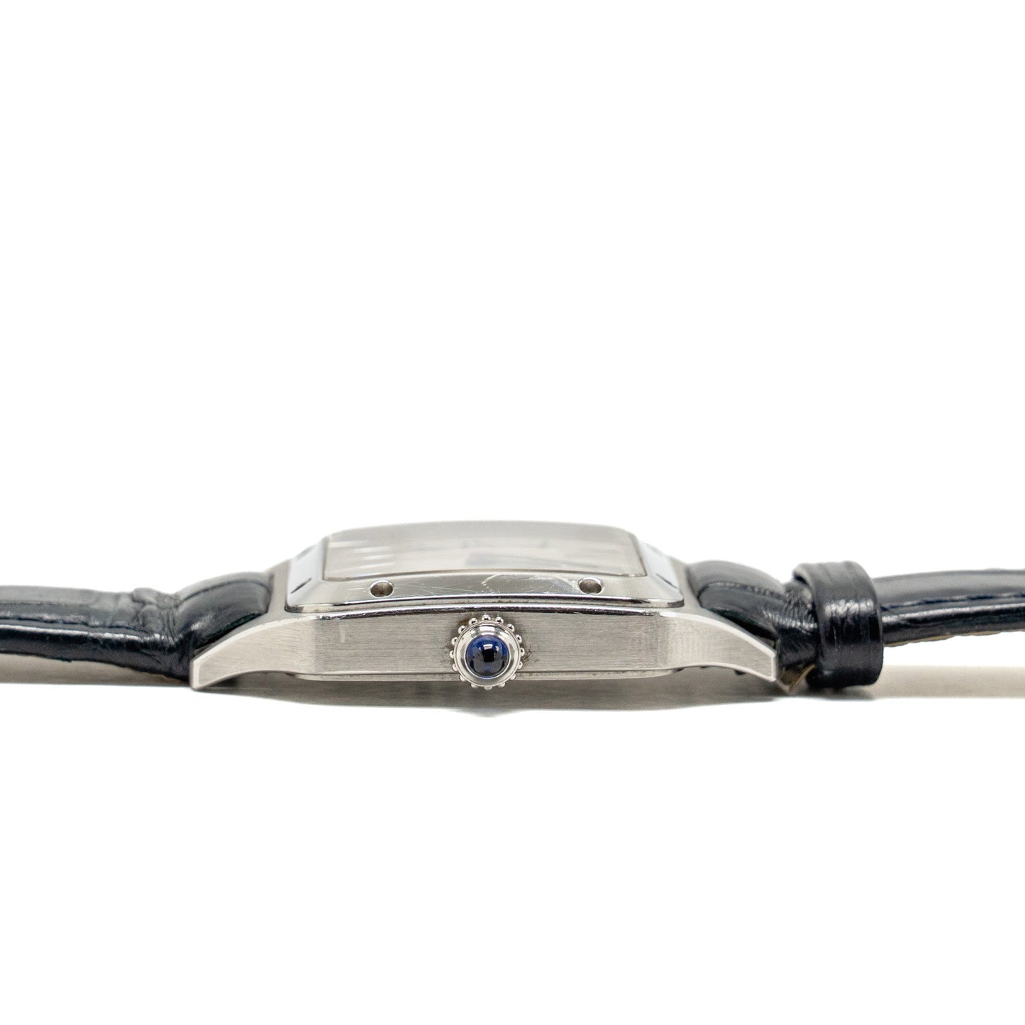 Cartier Santos-Dumont Watch Small Model, Blue Alligator Bracelet with Ardillon Buckle Stainless Steel Ref: CRWSSA0023