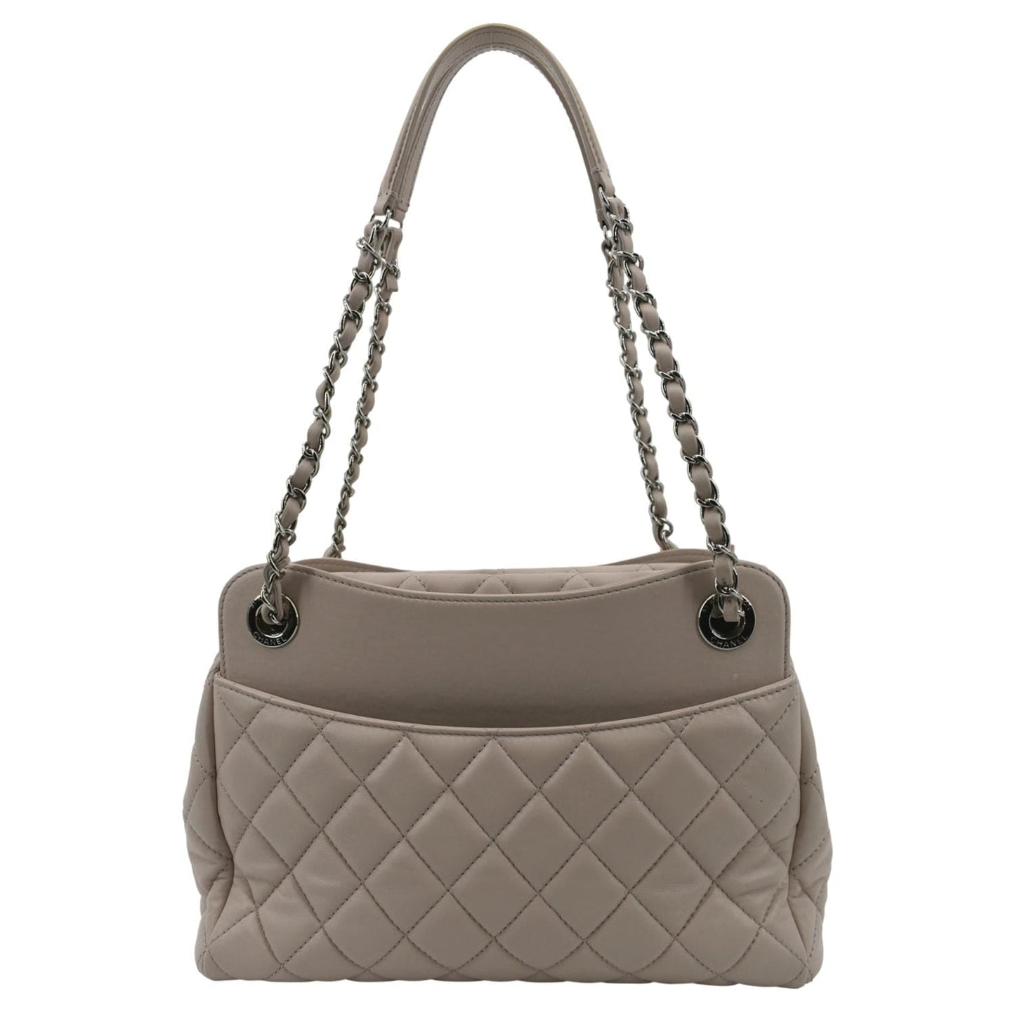 Luxury Chanel CC Quilted Lambskin Leather Shopping Tote Bag Light Pink