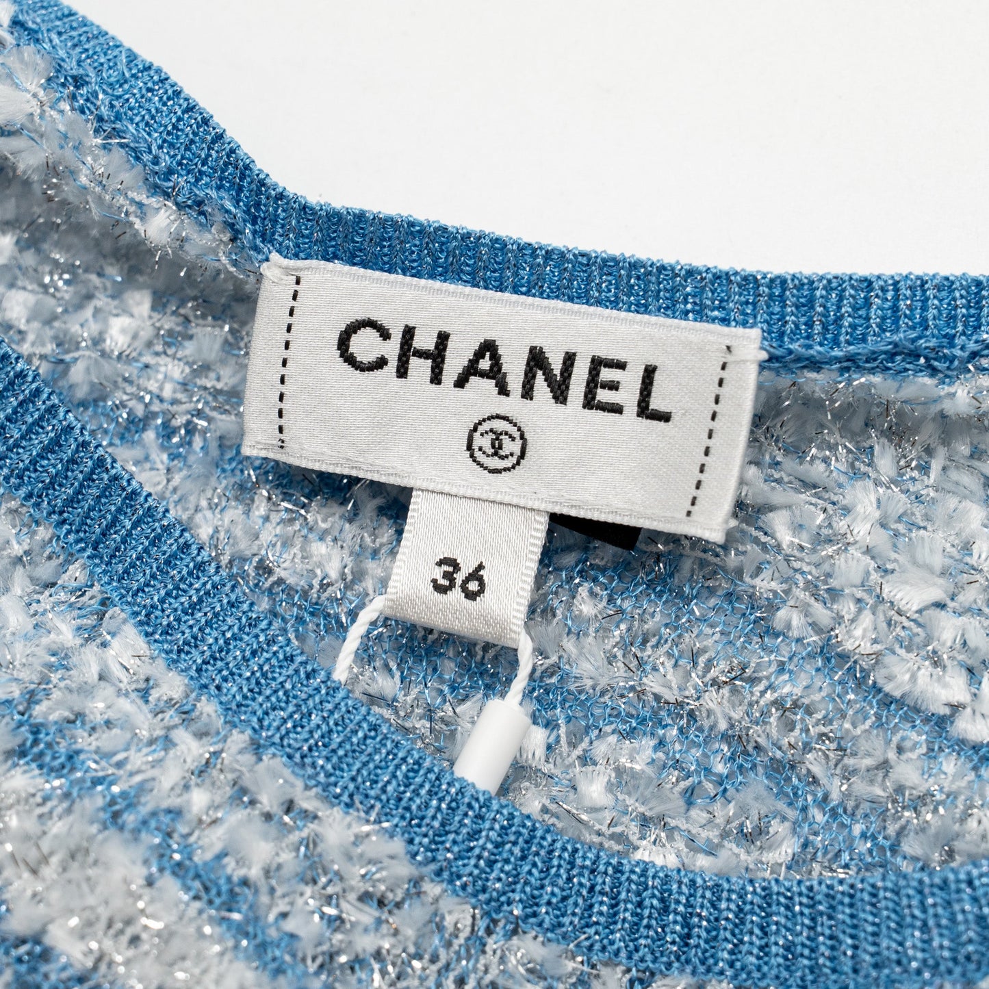 Chanel size 36 26C knit top Polyamide/Viscose blue / silver