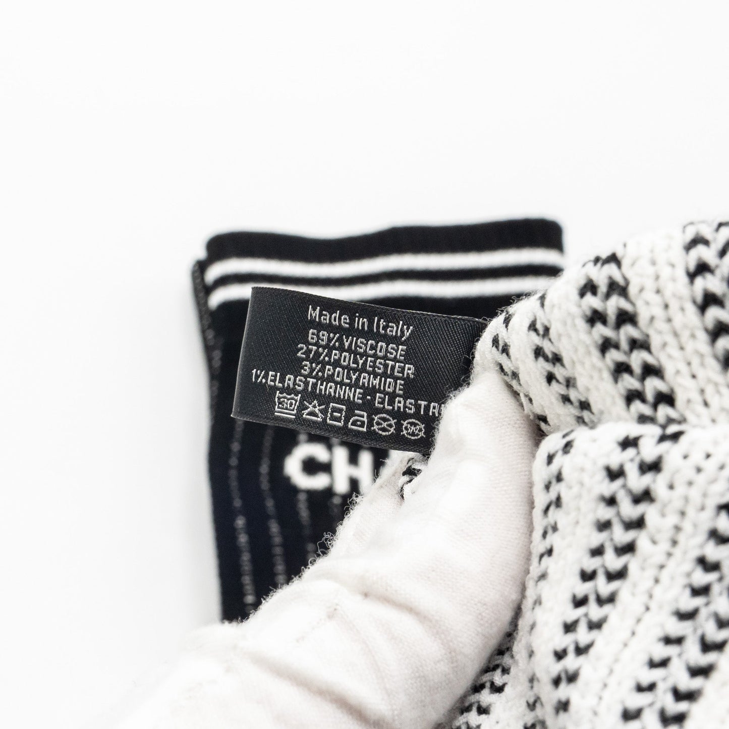 Chanel 24c CC Logo Gaiters Leg Warmers Cotton Black