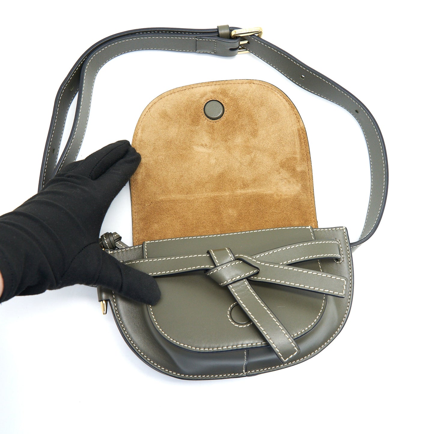 LOEWE GATE MINI LEATHER BELT BAG OLIVE GREEN