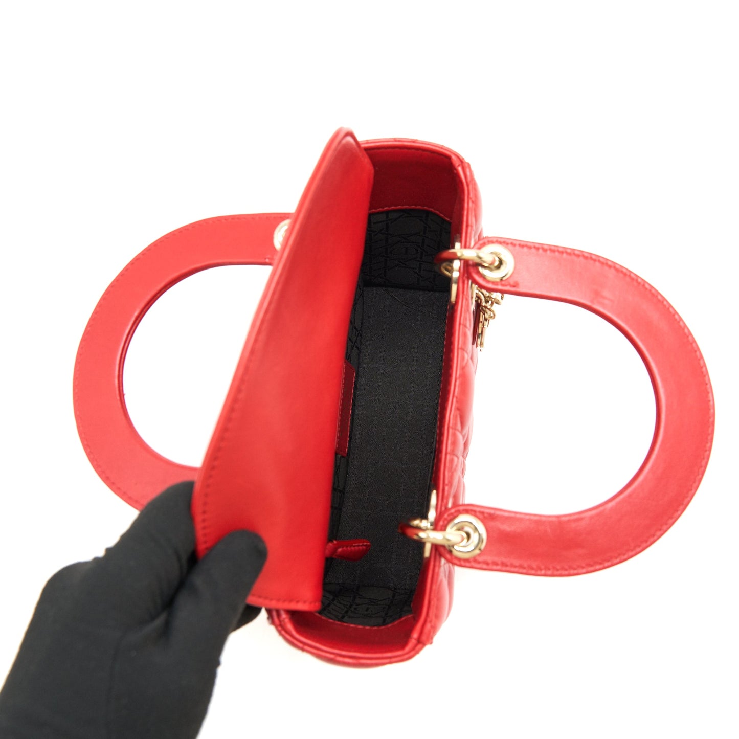Dior Small Lady Dior bag Lambskin Red LGHW