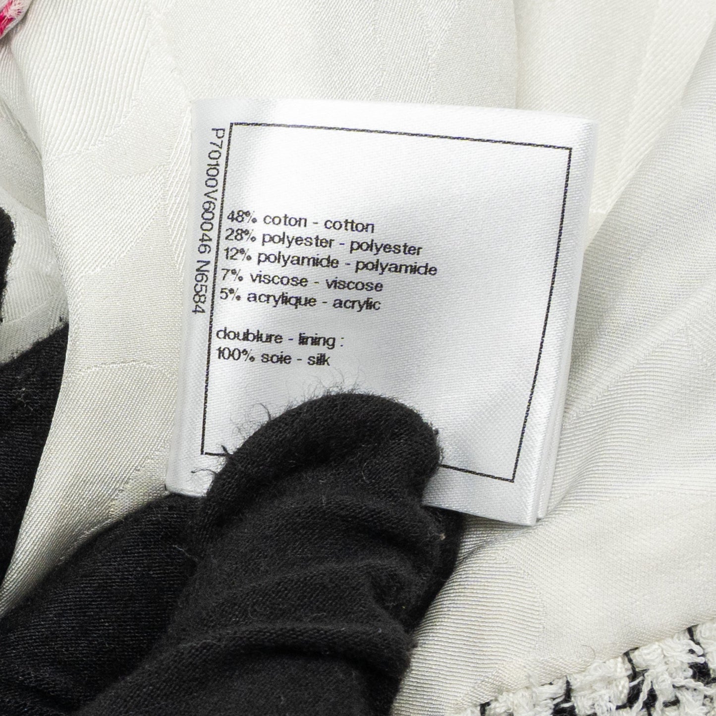 Chanel size 34 21P Tweed dress cotton/polyester white/black
