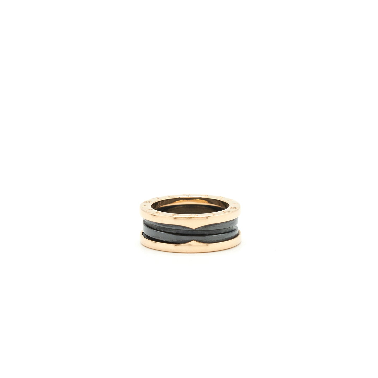 Bvlgari Size 55 B.zero Two Band Ring Rose Gold With Ceramic