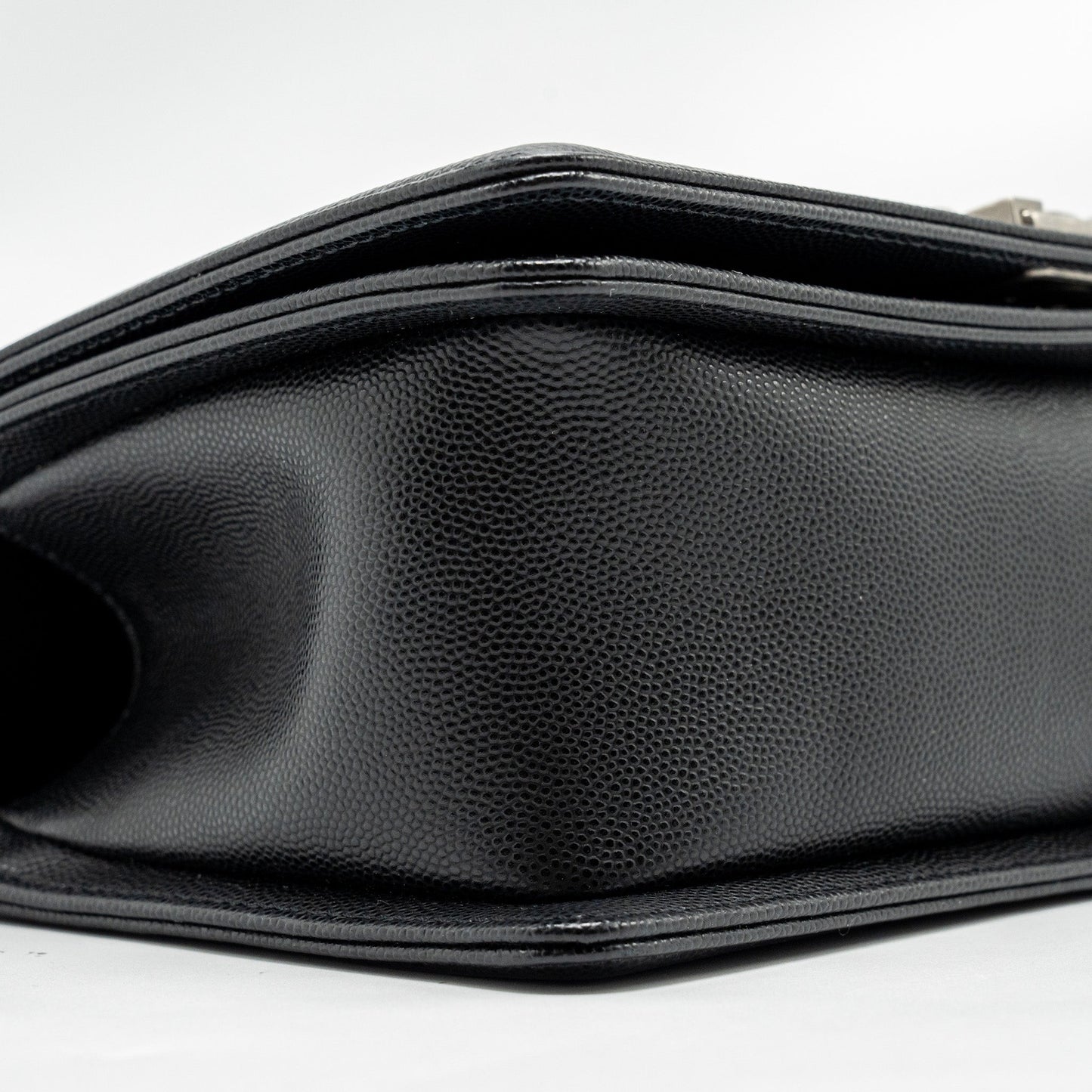 Chanel Medium Boy Bag Caviar Black Ruthenium Silver Hardware (Microchip)