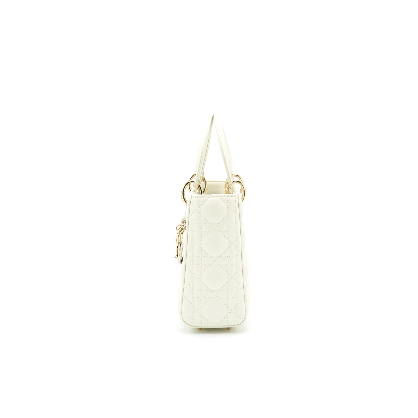 CHRISTIAN DIOR Small Lady Dior Cream With LGHW