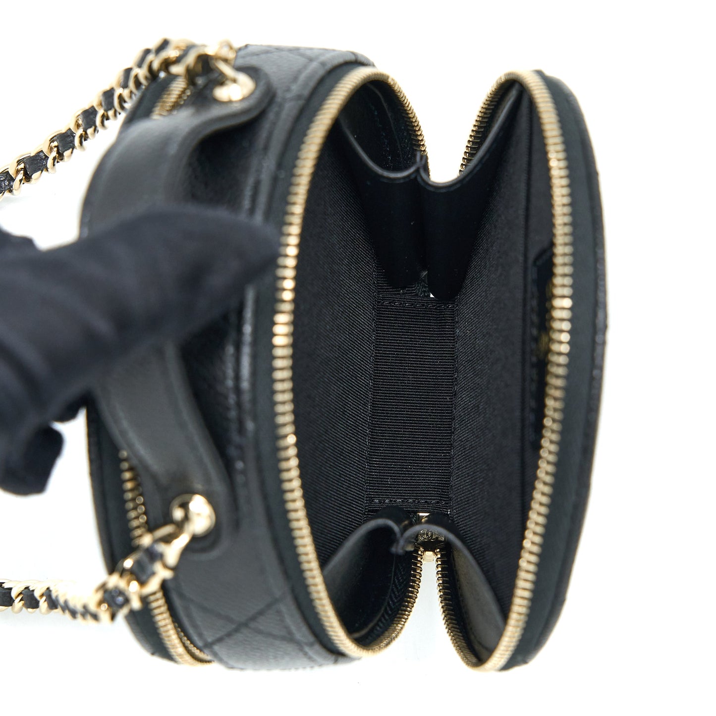 Chanel Mini Round Purse Vanity Caviar Black LGHW