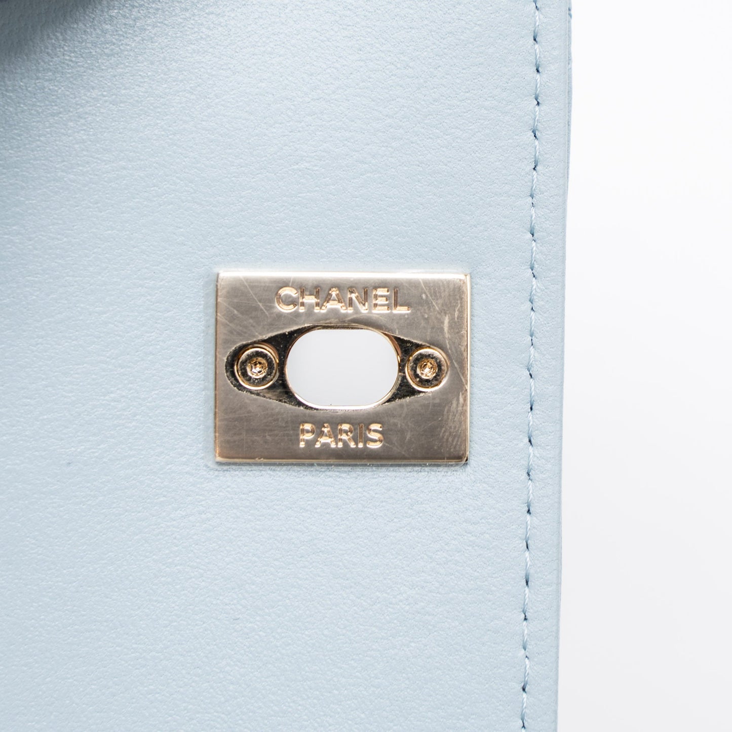 Chanel Mini Trendy CC Chain Wallet Lambskin Light Blue LGHW (Microchip)