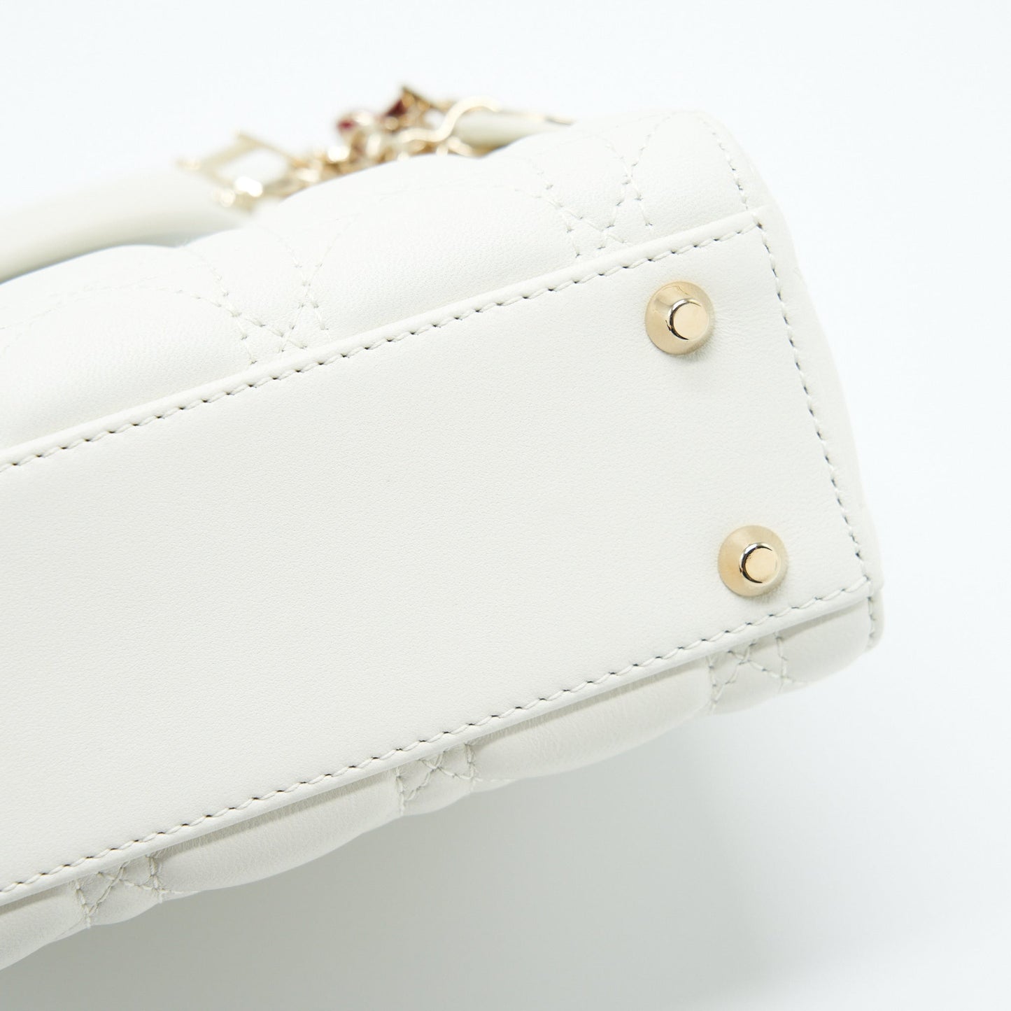 Dior Mini Lady Dior Tote Bag Lambskin White LGHW