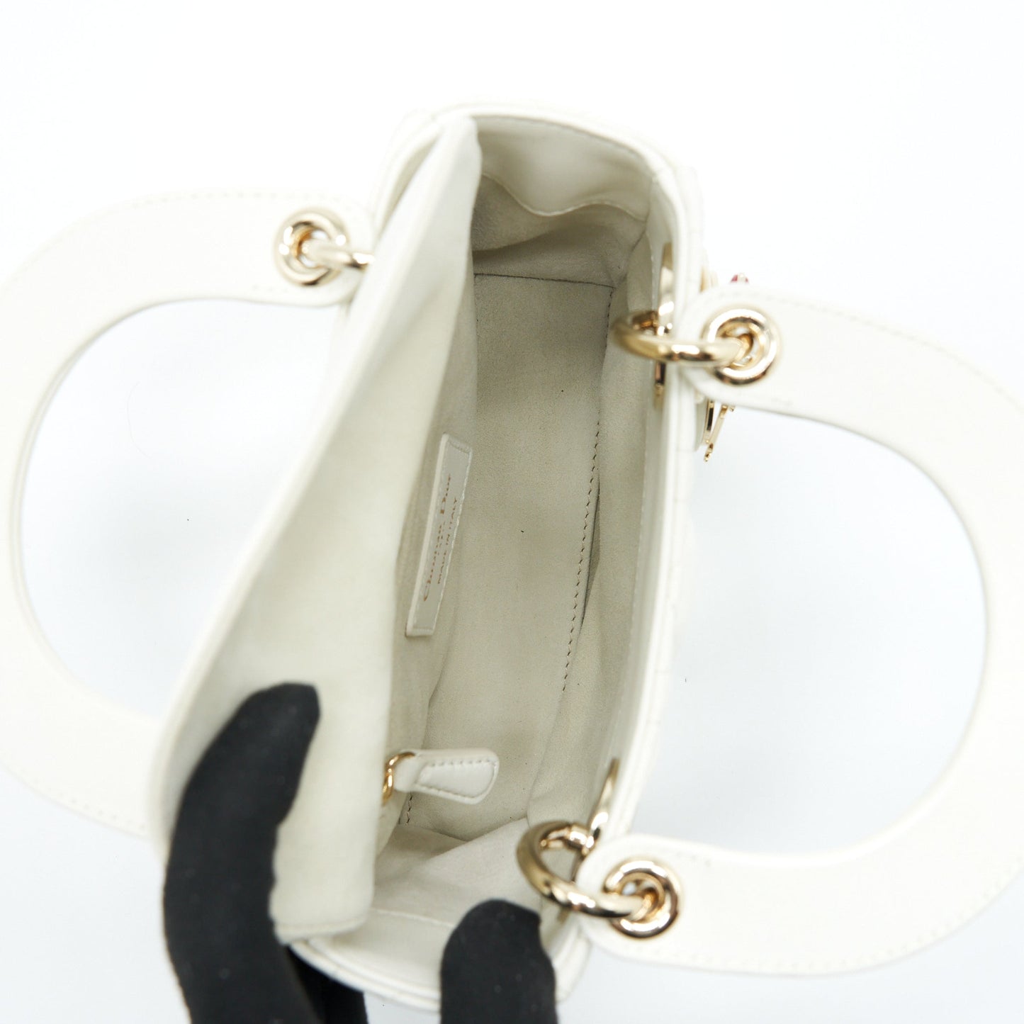 Dior Mini Lady Dior Tote Bag Lambskin White LGHW