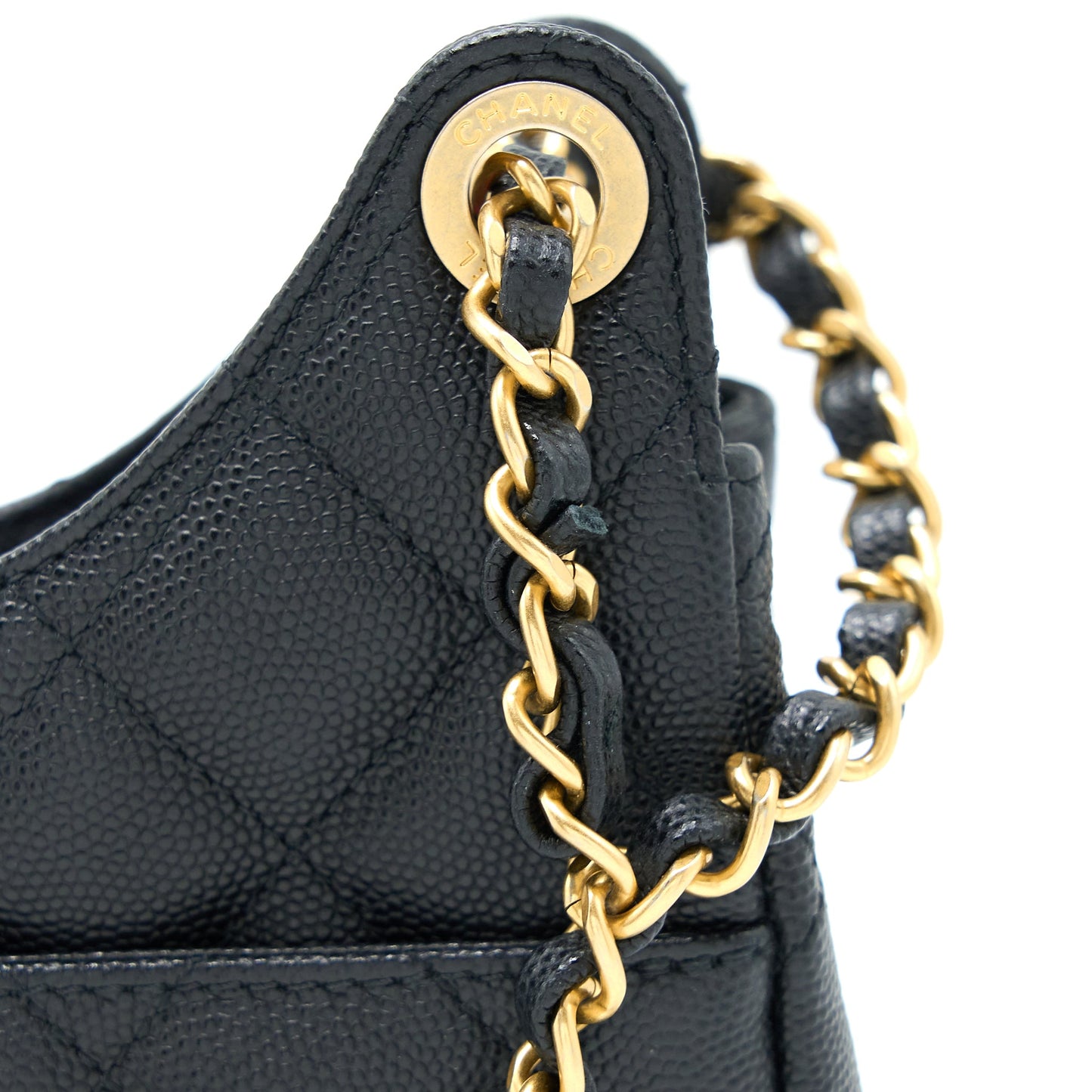 Chanel Small Hobo Bag Caviar Black GHW (Microchip)