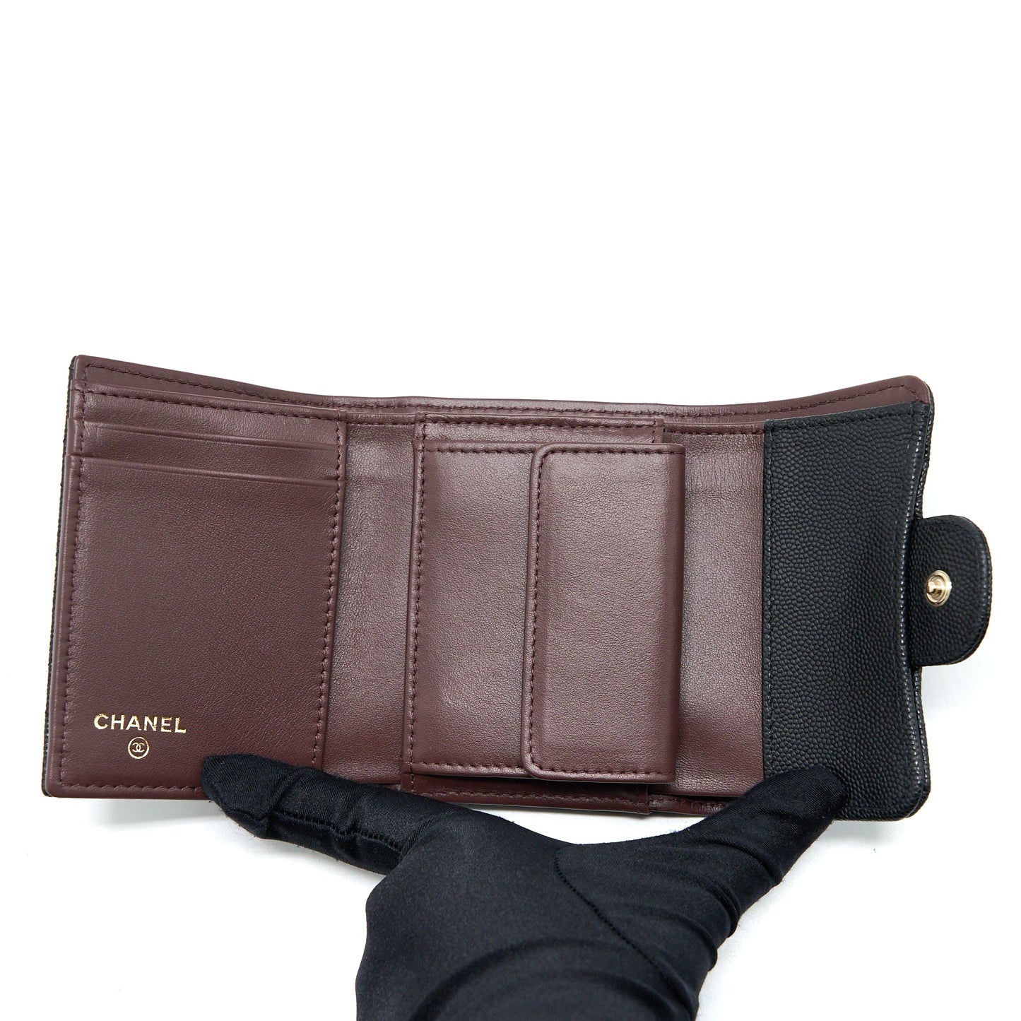 Chanel Classic Flap Compact Wallet Caviar Black LGHW