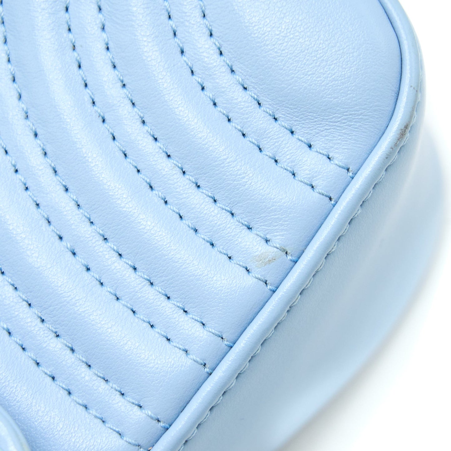 Gucci GG Marmont Mini Top Handle Bag Calfskin Light Blue SHW