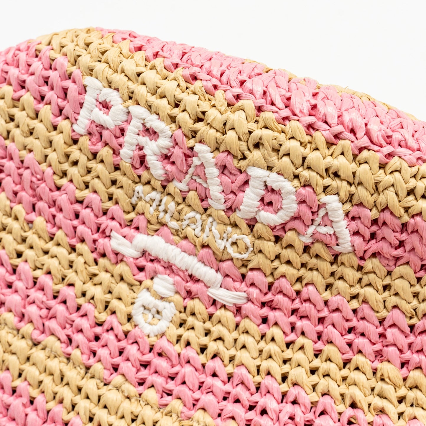 Prada Size M Bucket Hat Raffia Pink/Tan