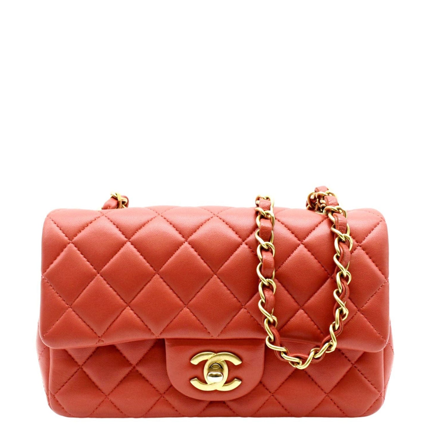 Luxury Chanel Mini Rectangular Flap Quilted Leather Crossbody Bag Red