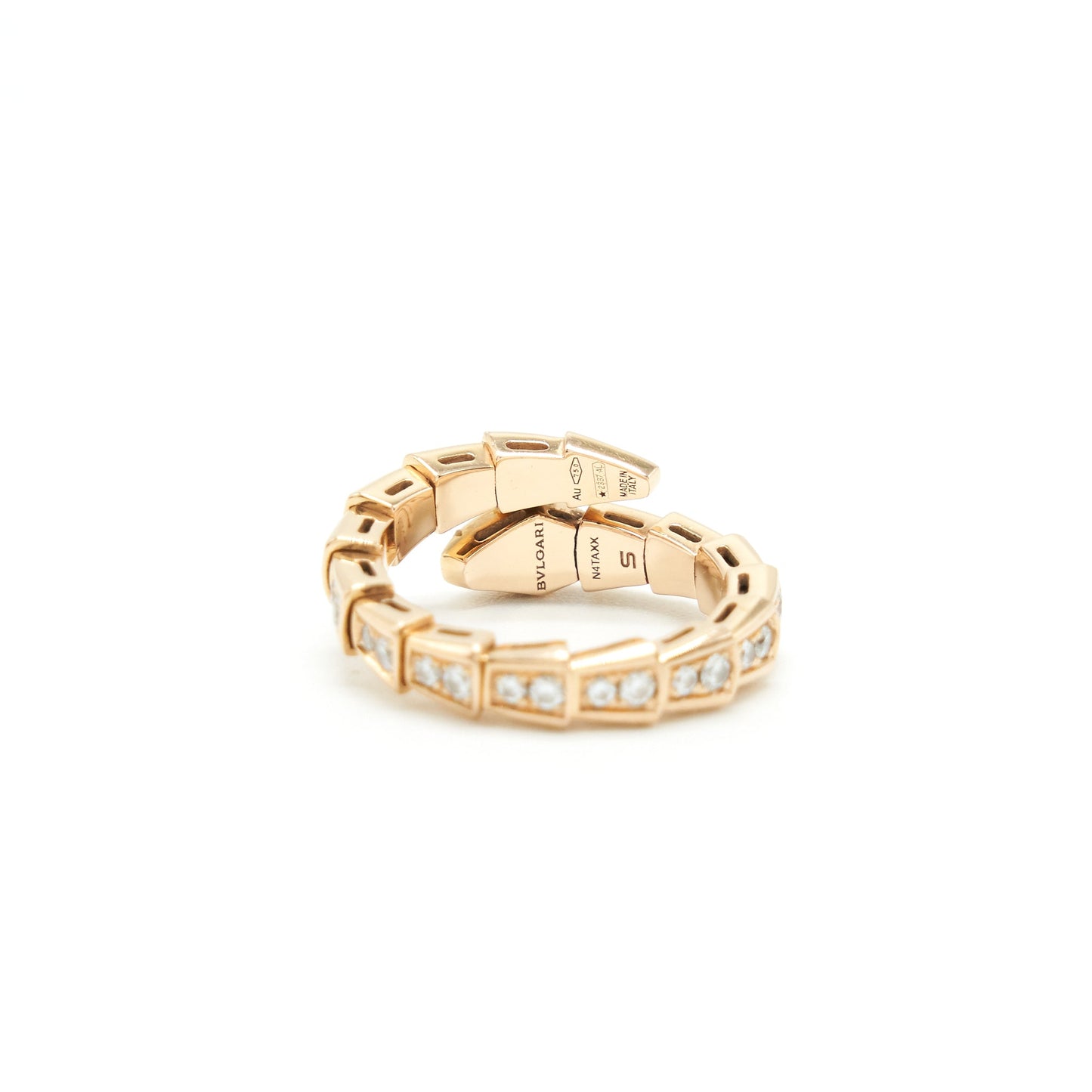 Bvlgari Serpenti Viper Ring Size S Rose Gold diamonds