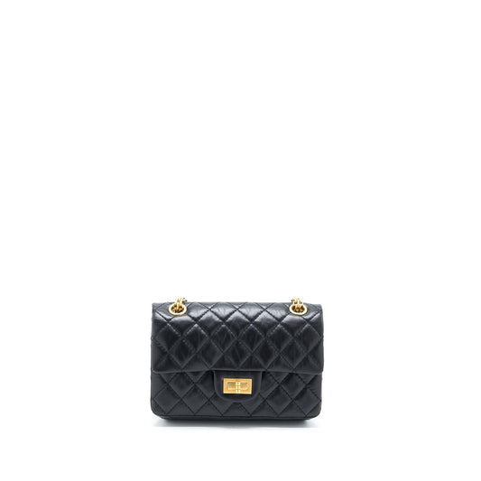 Chanel Mini 2.55 Reissue Flap Bag Aged Calfskin Black Brushed GHW (Microchip)
