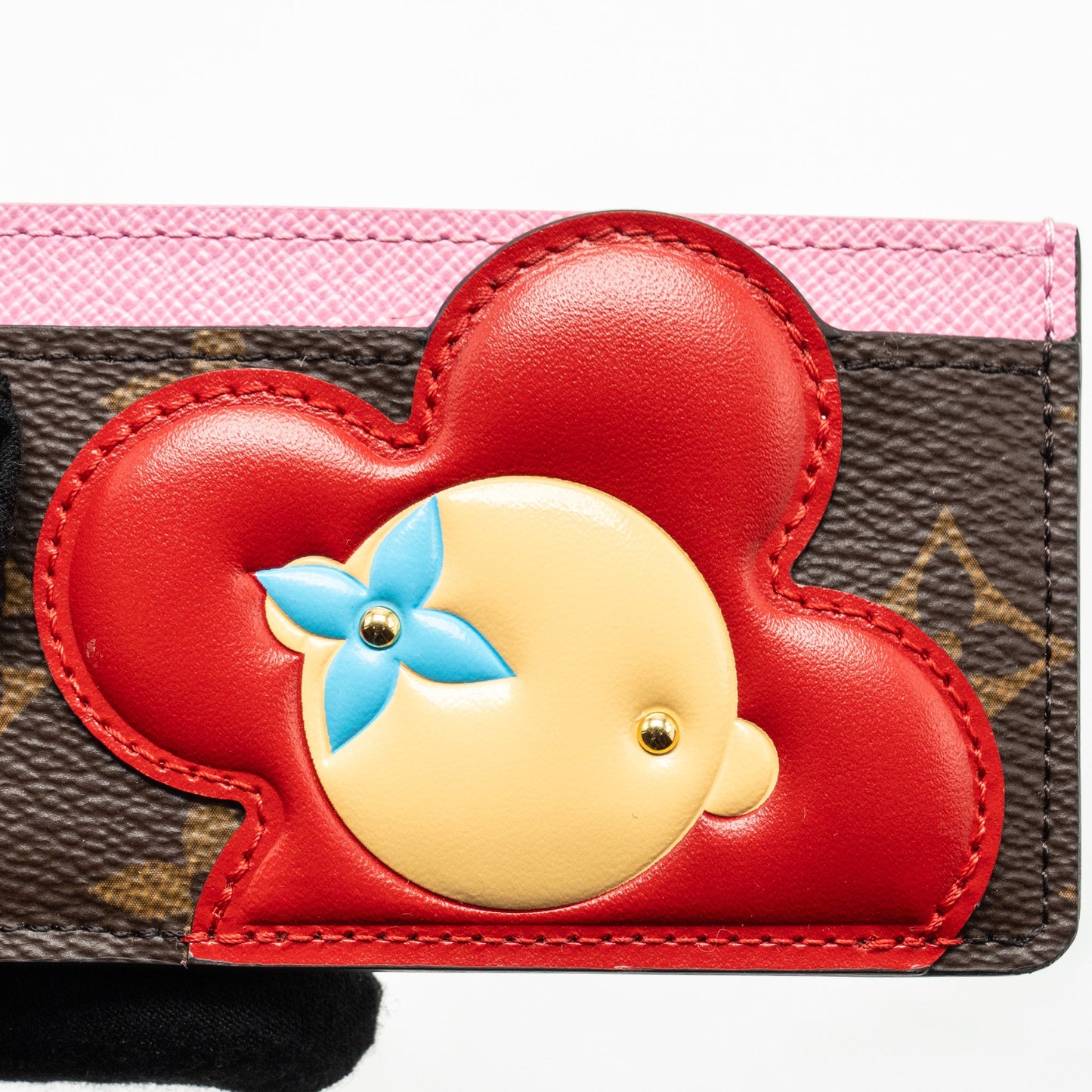 LOUIS VUITTON 2023 Christmas Vivienne Card Holder Monogram Canvas Pale Pink