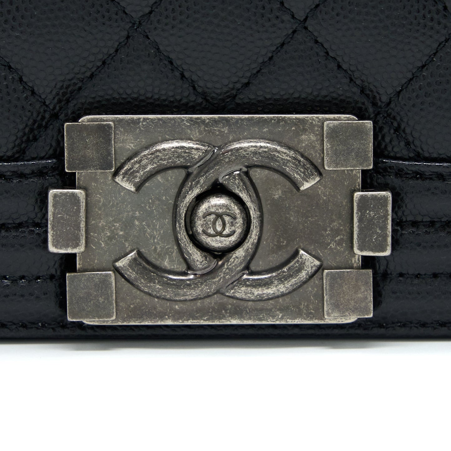 Chanel Small Boy Bag Caviar Black Ruthenium SHW (Microchip)