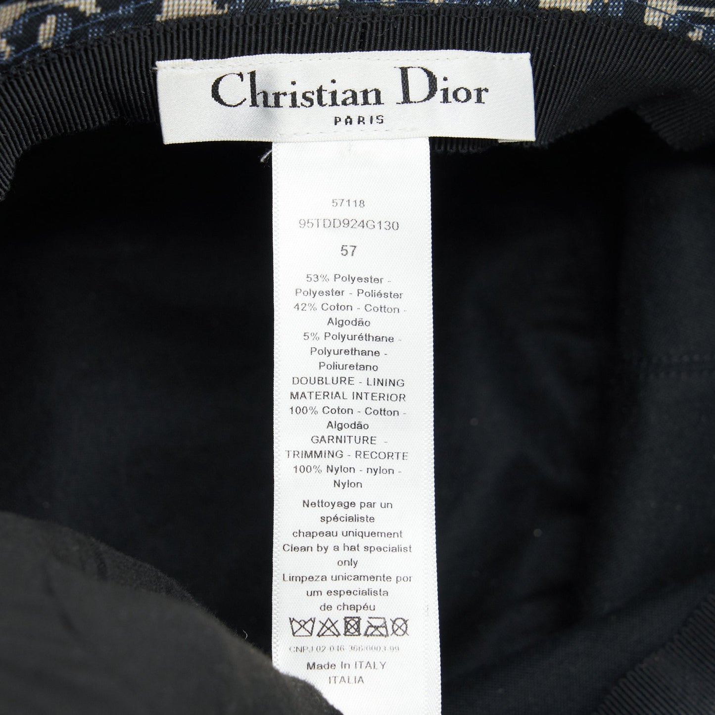 Dior size 57 TEDDY-D LARGE BRIM BUCKET HAT WITH VEIL