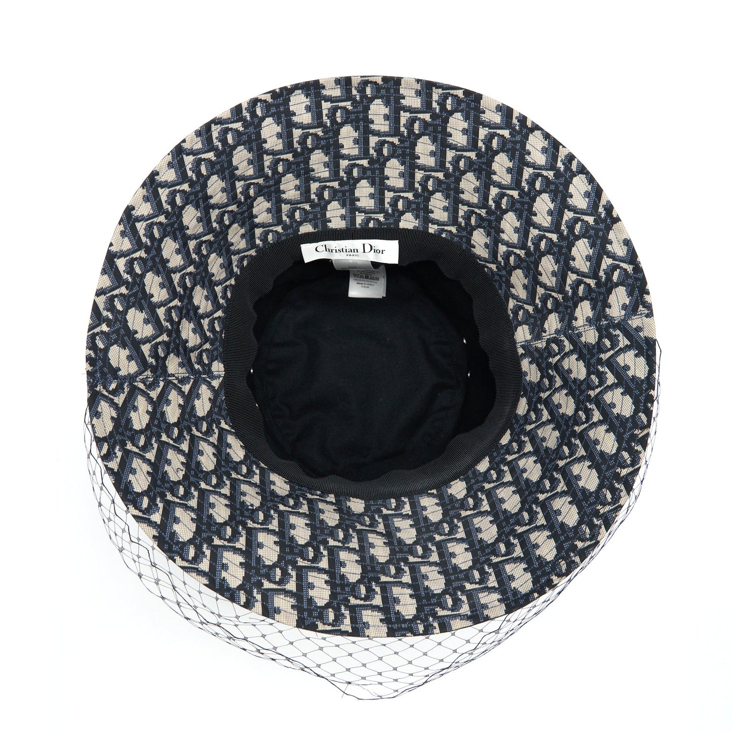 Dior size 57 TEDDY-D LARGE BRIM BUCKET HAT WITH VEIL