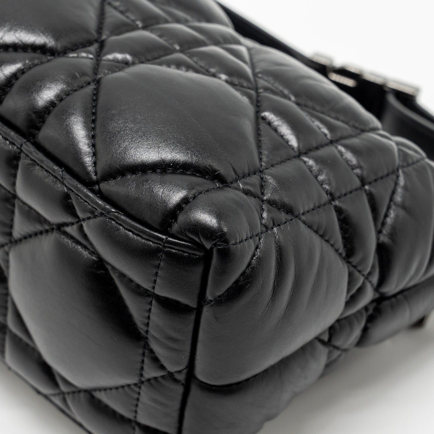 Dior Medium Diortravel Nomad Pouch Macrocannage Calfskin Black SHW