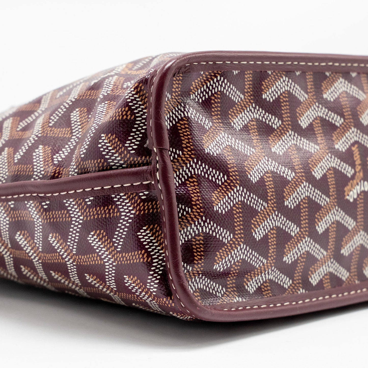 Goyard Mini Anjou Tote Bag Goyardine Canvas Bordeaux SHW