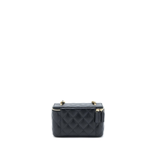 Chanel Pear Crush Long Vanity With Chain Lambskin Black GHW