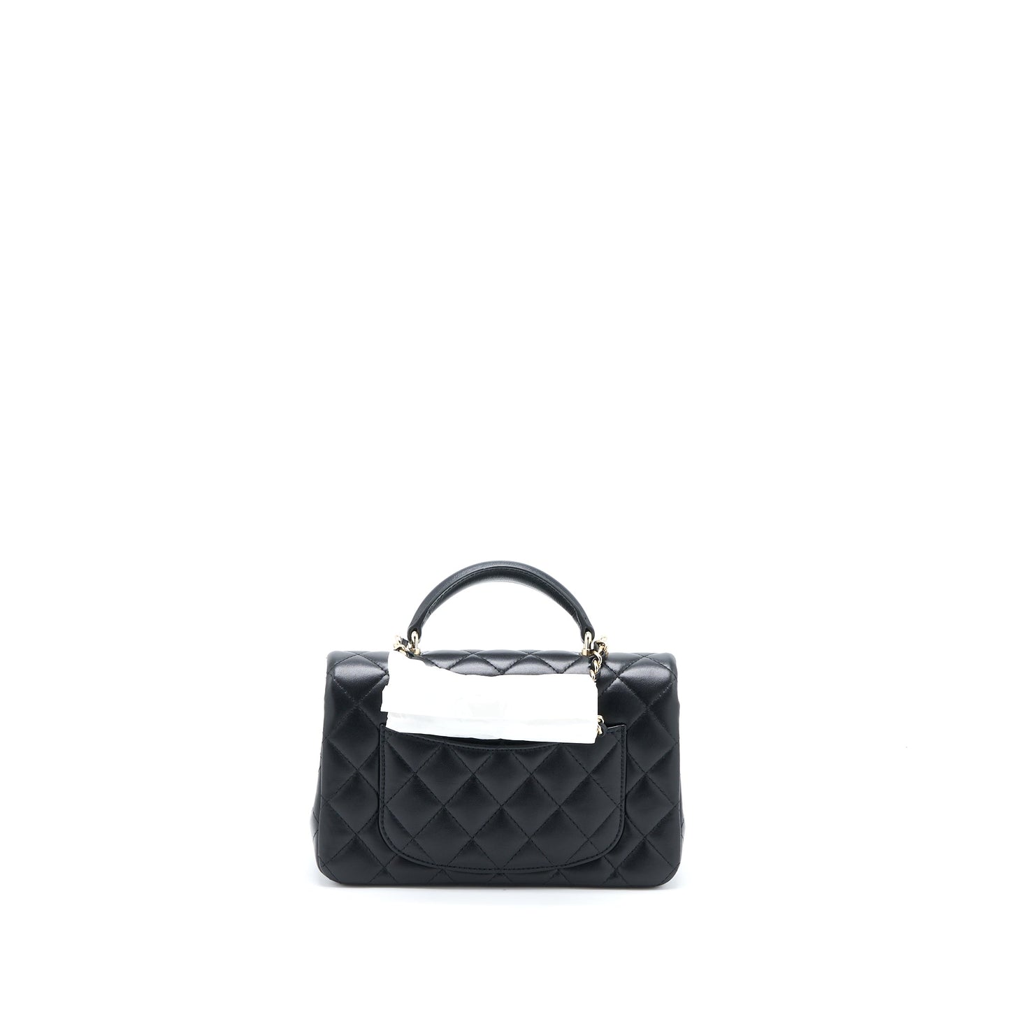 Chanel Top Handle Mini Rectangular Flap Bag Lambskin Black LGHW (Microchip)