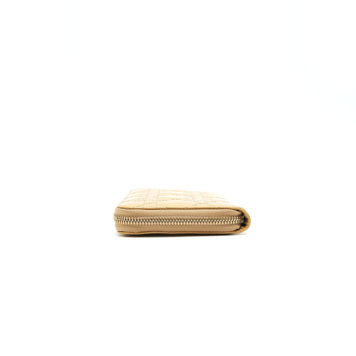 CHRISTIAN DIOR Lady Dior Voyager Zip Wallet Beige LGHW