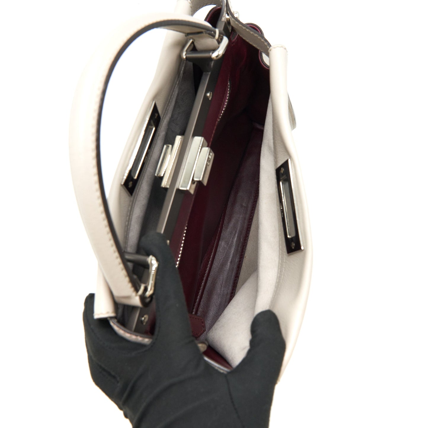 Fendi Medium Peekaboo Bag Light Grey with SHW