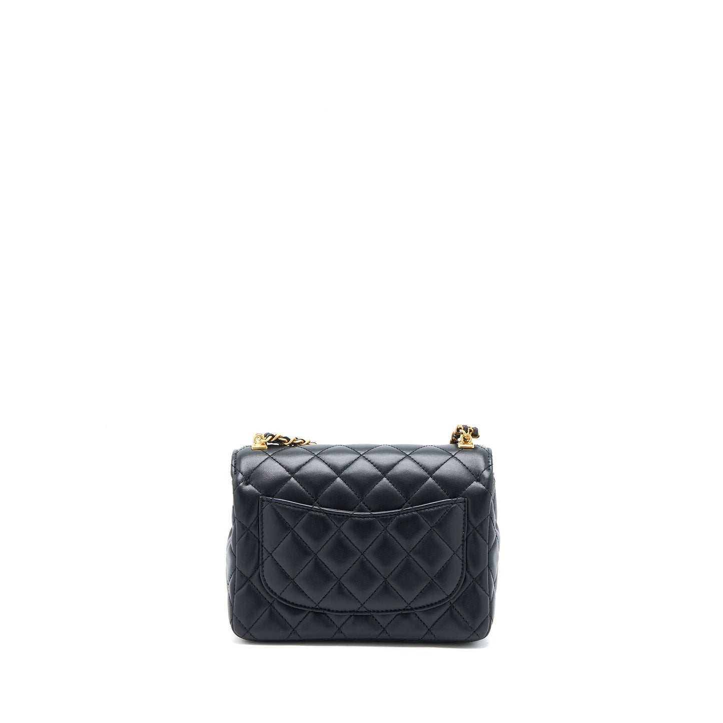 Chanel Seasonal Flap Bag with Detail Chain Lambskin Black Brushed GHW (Microchip)
