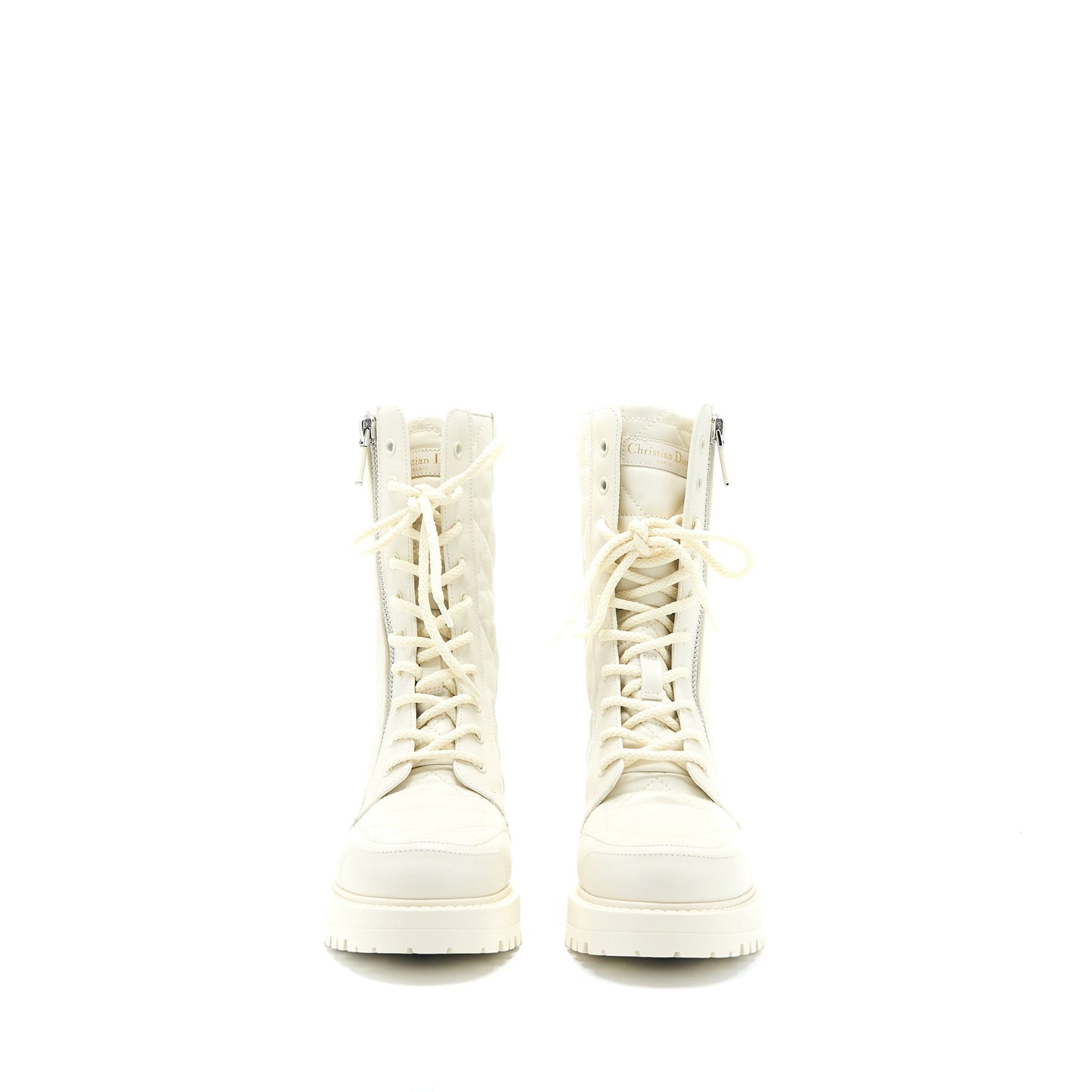 Dior Size 36 D-leader Ankle Boot Quilted Cannage Calfskin White SHW