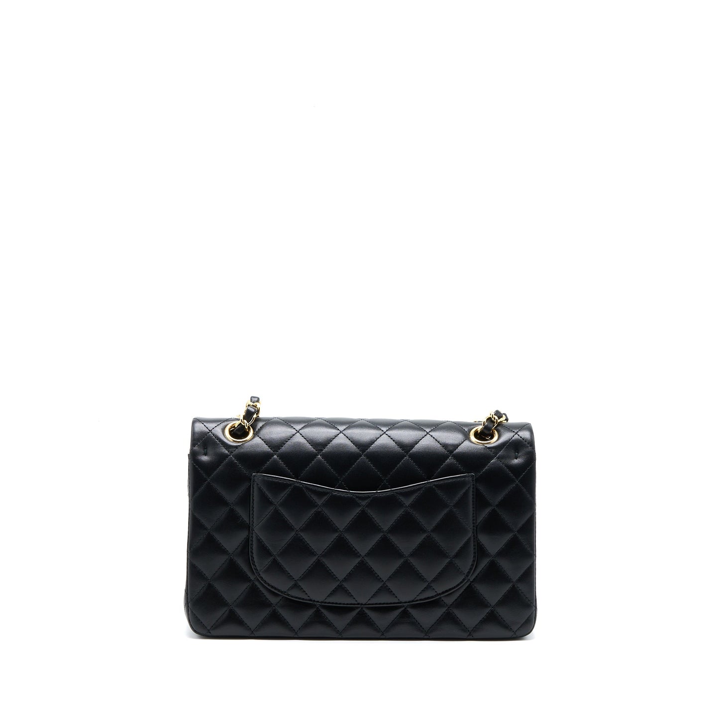 Chanel Medium Classic Double Flap Bag Lambskin Black LGHW (Microchip)