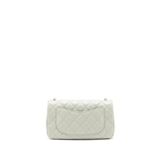 Chanel 22C light Pearl Crush mini Flap Bag Lambskin light Grey GHW (microchip)