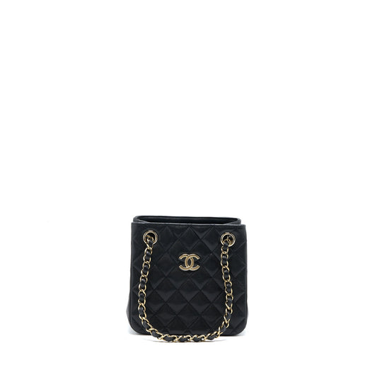 Chanel Mini Bucket Tote Bag Caviar Black LGHW (Microchip)