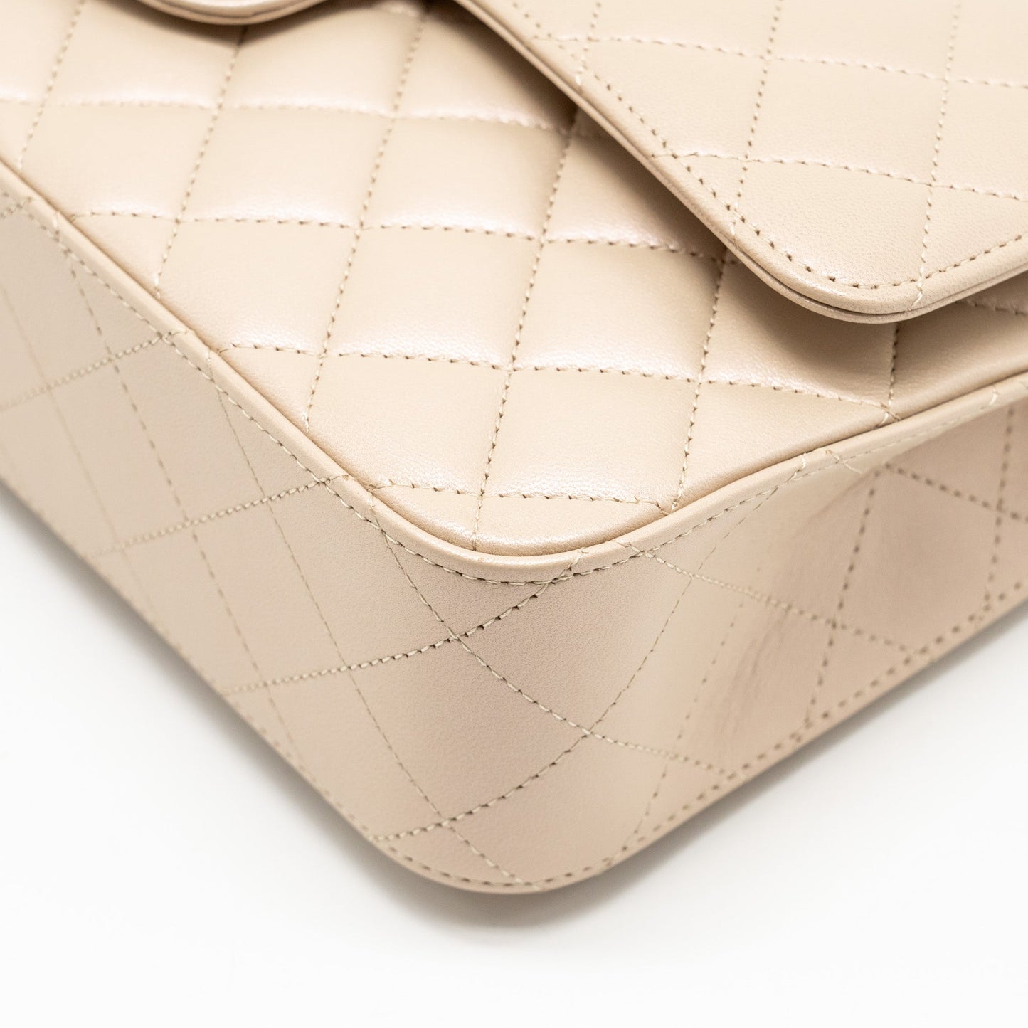 Chanel Medium Classic Double Flap Bag Lambskin Iridescent Ivory LGHW