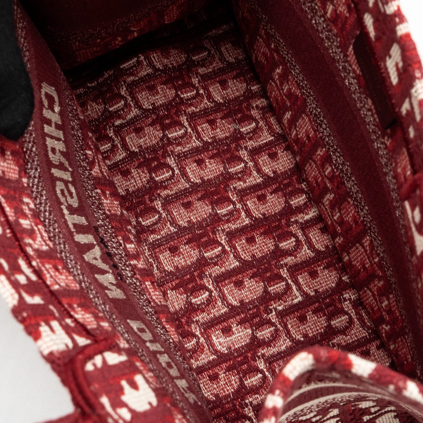 Dior small book tote oblique embroidery canvas red