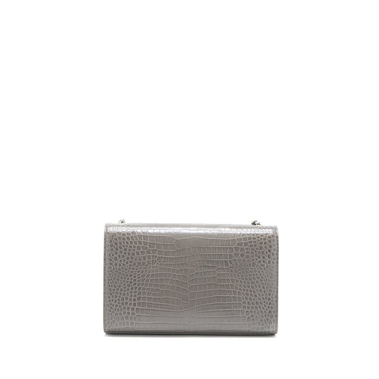 Saint Laurent Kate Bag Croc Embossed-Calfskin Grey SHW