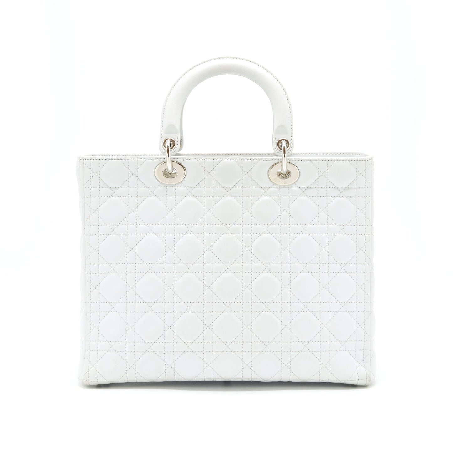 Dior Lady Dior Bag Large in White SHW