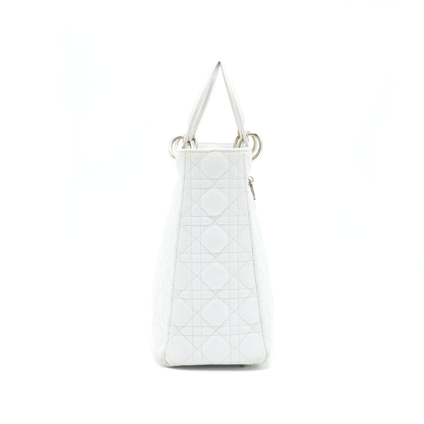 Dior Lady Dior Bag Large in White SHW