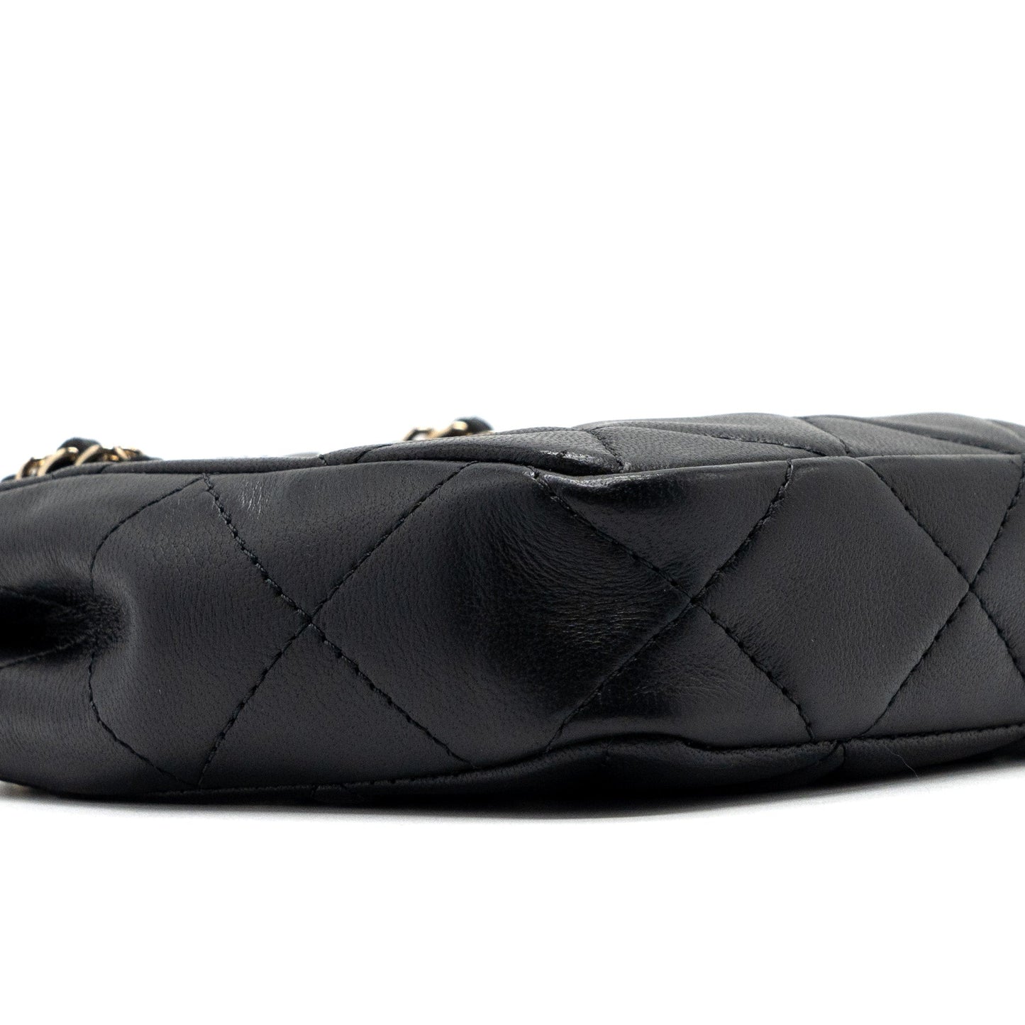 Chanel quilted super mini tote with chain lambskin black LGHW