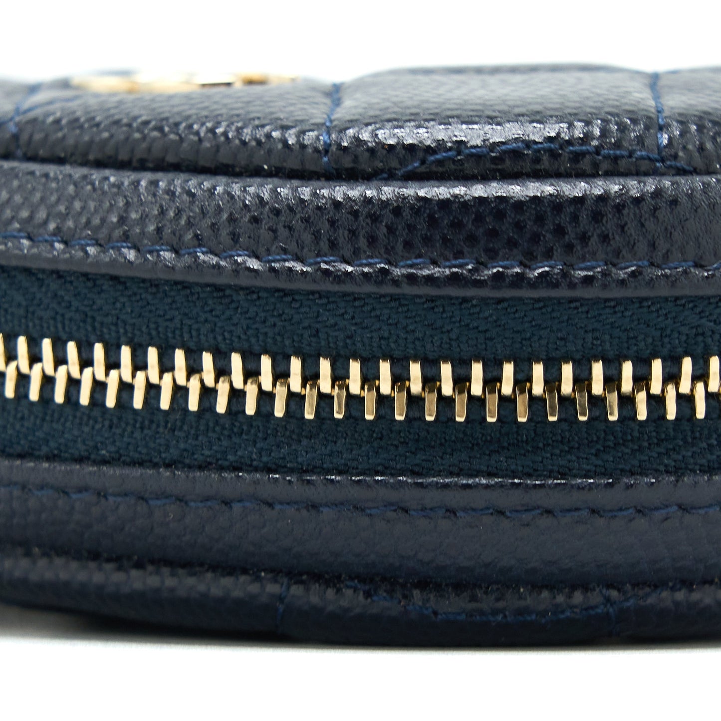 Chanel Mini Round Pouch Caviar Navy LGHW