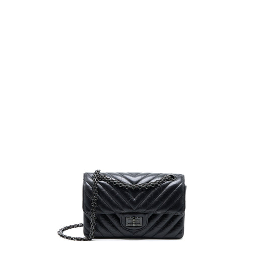 Chanel Mini Reissue 2.55 Flap Bag Chevron Aged Calfskin So Black