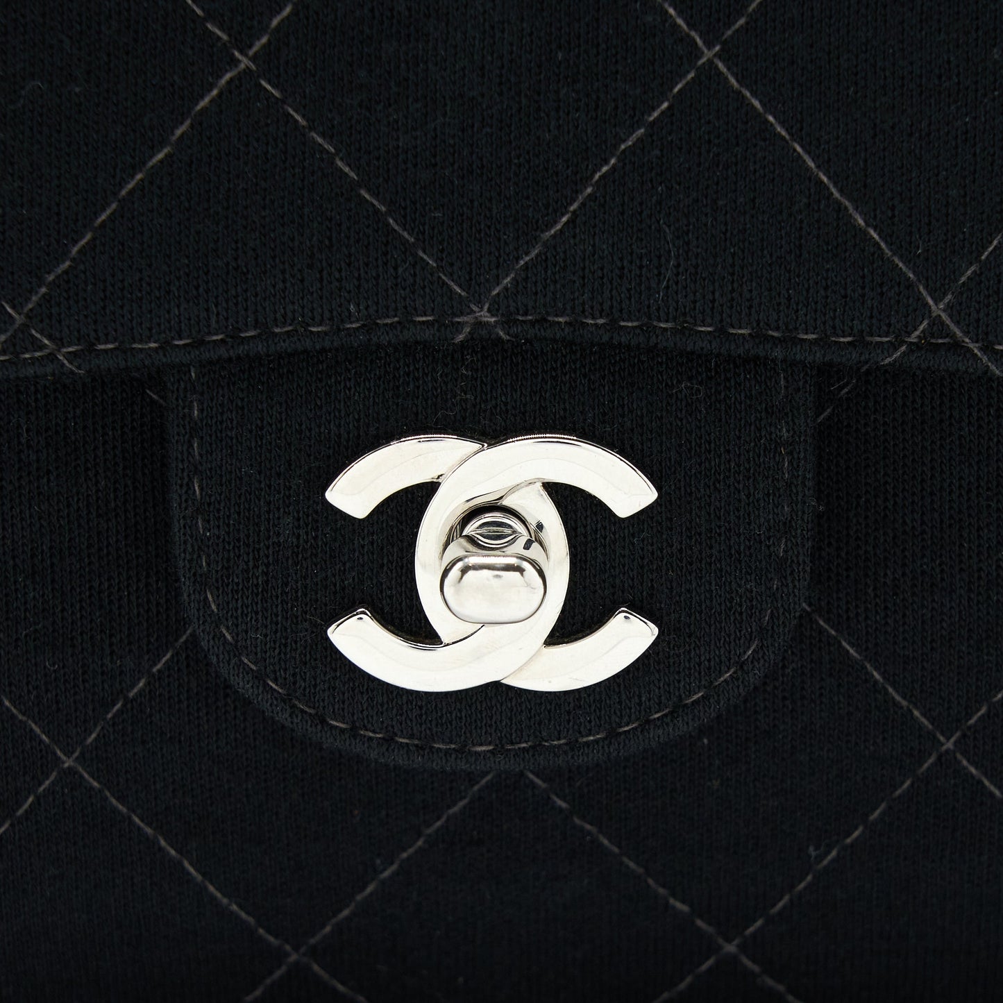 Chanel Vintage Medium Single Flap Bag Fabric Black SHW
