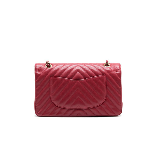 Chanel Medium Classic Double Flap caviar Raspberry Red with LGHW