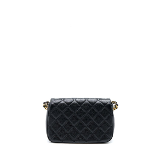 Chanel Quilted Flap Bag with Double Chain Caviar Black Brushed GHW (Microchip)