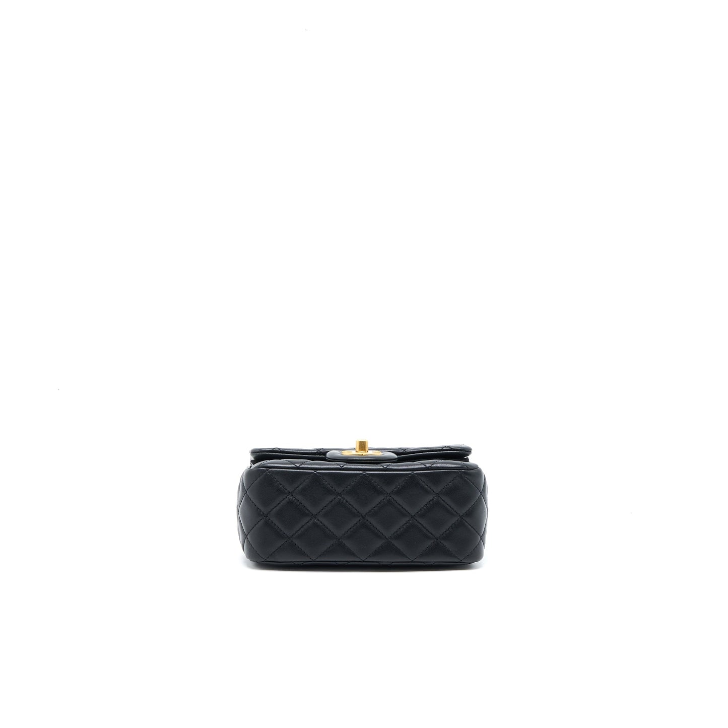 Chanel Pearl Crush Mini Square Flap Bag Lambskin Black Brushed GHW (Microchip)
