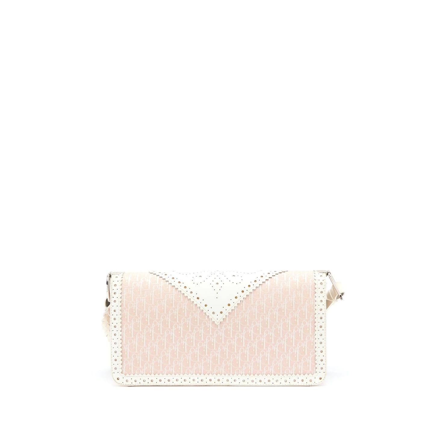 Dior Pink Logo Monogram Lace Handbag Pearl D Strap Charm SHW