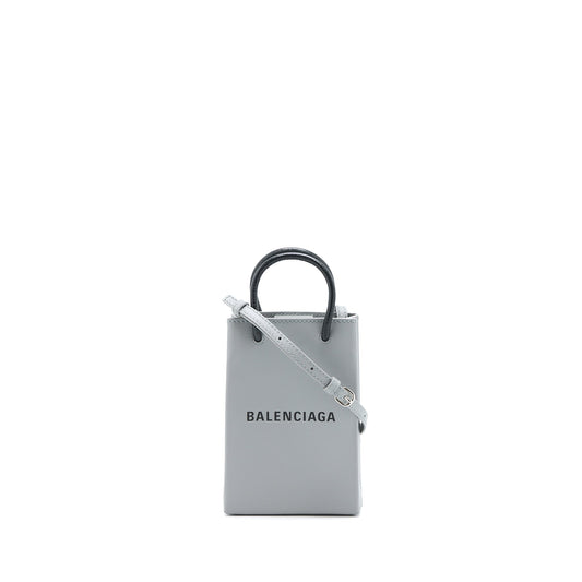 Balenciaga Mini Shopping Phone Pouch Grey SHW